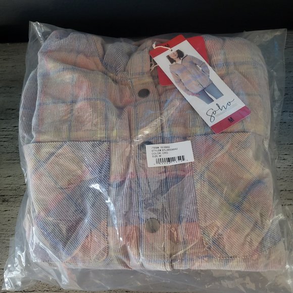 Soho Threads Ladies Corduroy Hooded Shirt Jacket Size M - NWT - Picture 1 of 3
